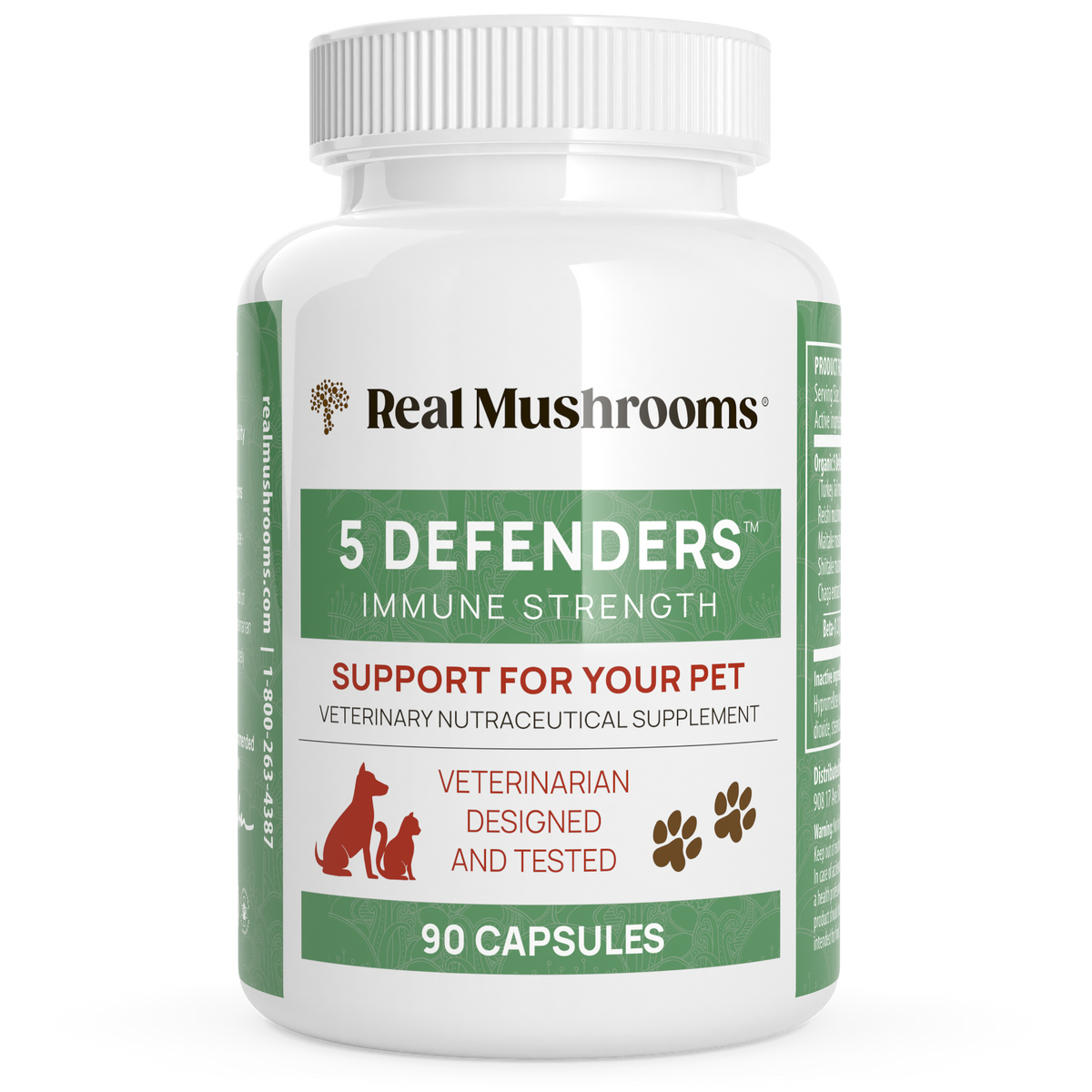 5 Defenders Organic Mushroom Blend Capsules for Pets by Real Mushrooms