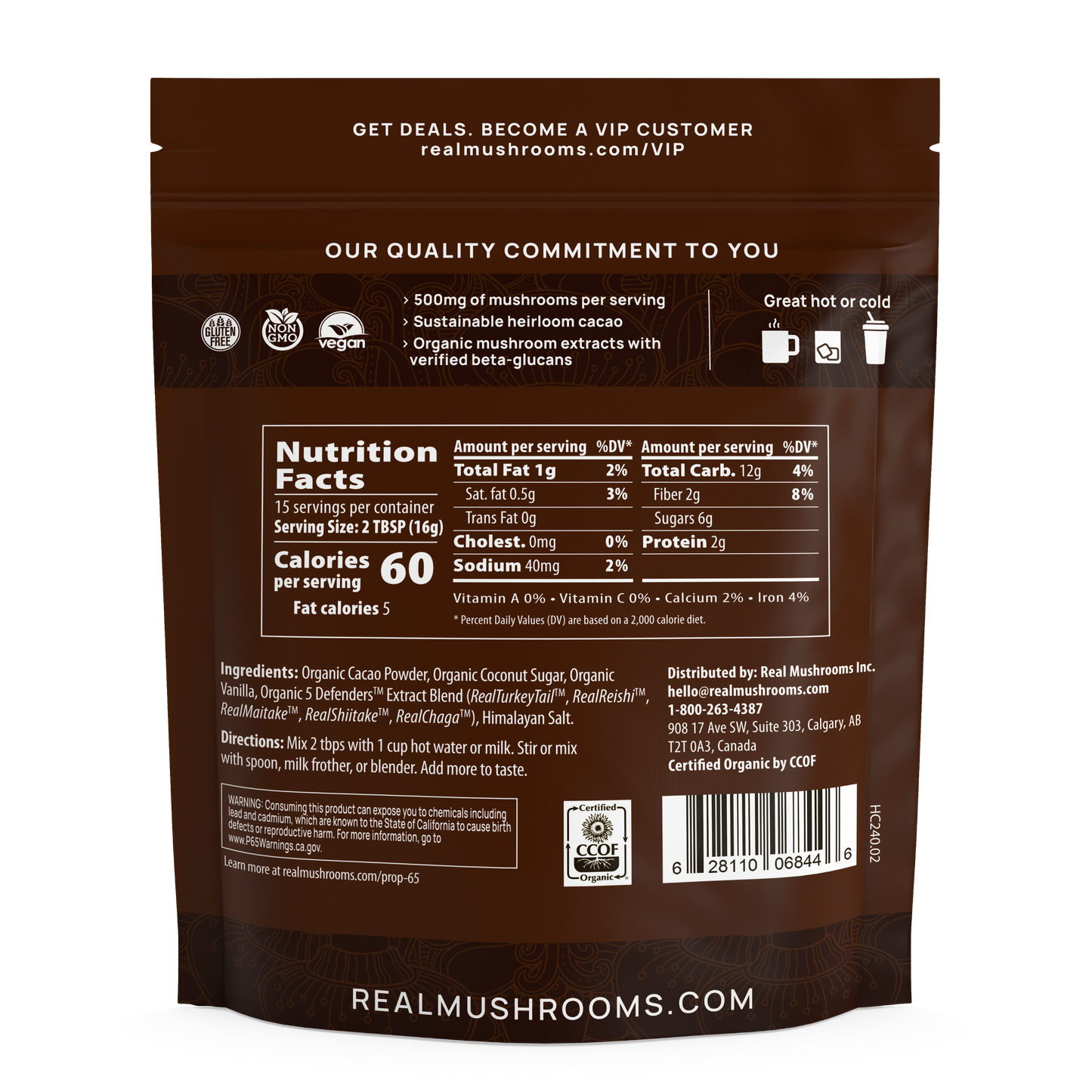 Mushroom Hot Chocolate Mix by Real Mushrooms