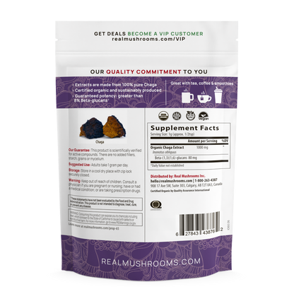 Organic Chaga Extract Powder by Real Mushrooms