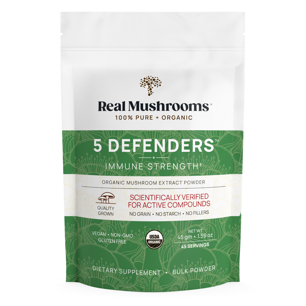 5 Defenders Organic Mushroom Complex – Bulk Powder by Real Mushrooms