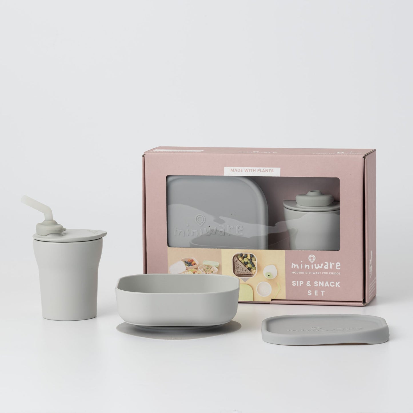 Sip & Snack: All Stages Cup and Bowl Set - Dove Grey by Miniware