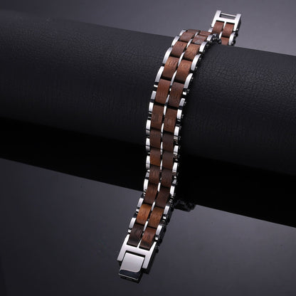 Wood and Stainless Steel Magnetic Bracelet. 3 Colors available. Model WB011