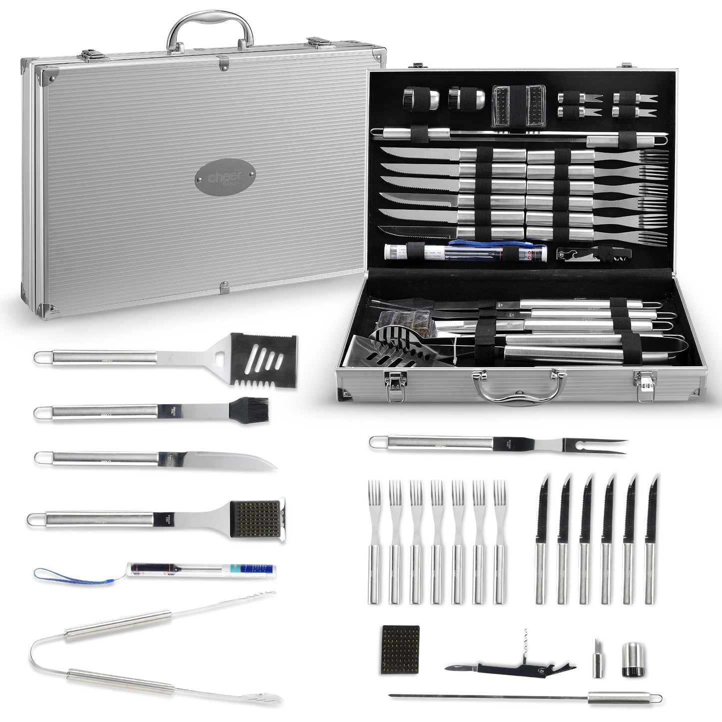 Cheer Collection 30 Piece BBQ Set with Aluminum Case