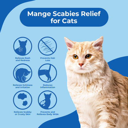 Mange Treatment for Cats - Treats Feline Sarcoptic & Demodectic Mange, Scabies & Ear Mites by BestLife4Pets