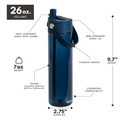 26 oz Tritan Plastic Water Bottle - Navy