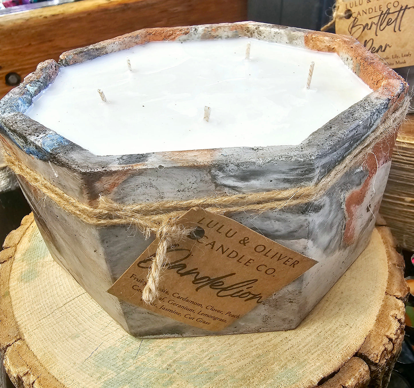 Signature Concrete Candle - X-Large Octagonal Hand painted Concrete Candle