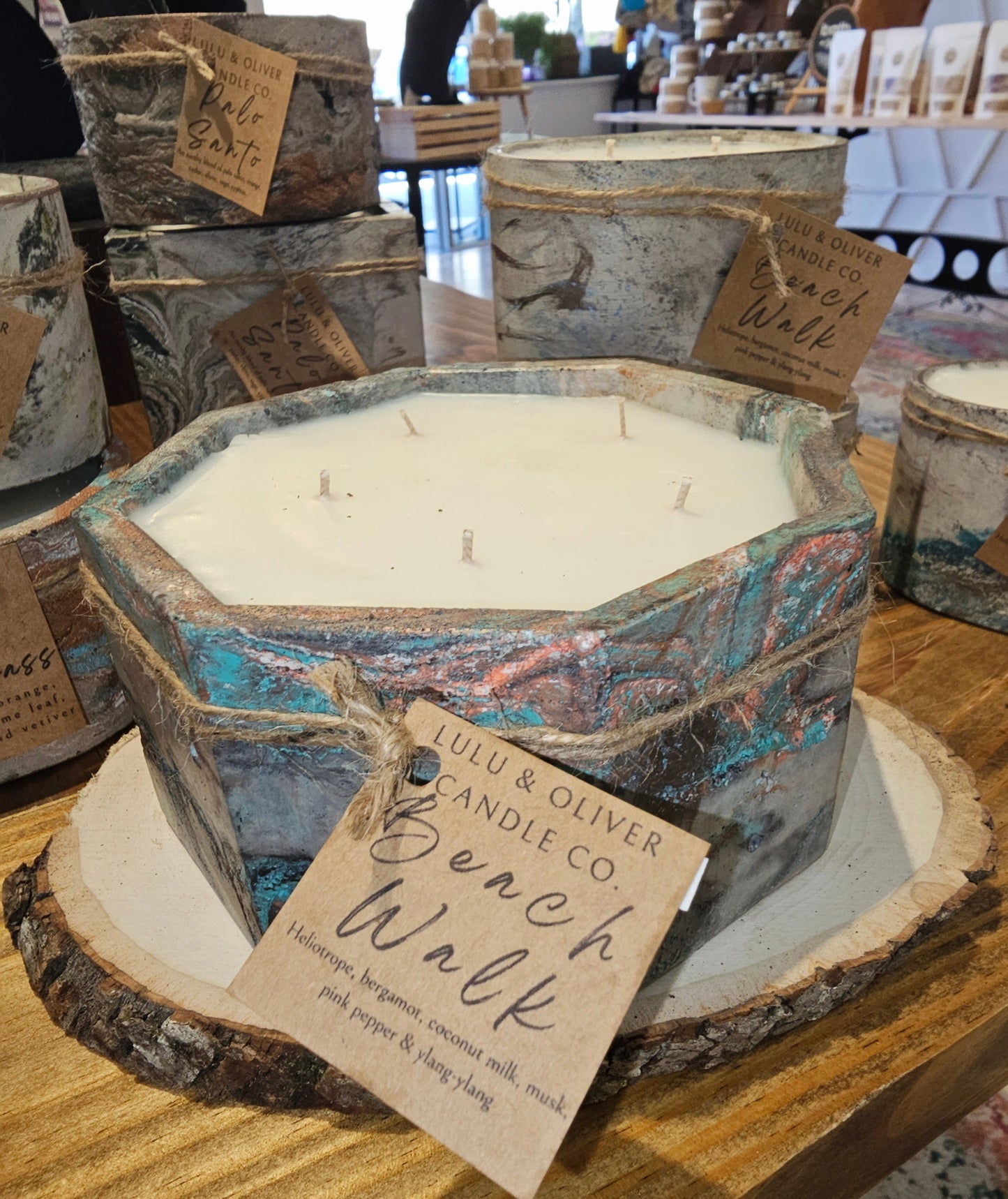 Signature Concrete Candle - X-Large Octagonal Hand painted Concrete Candle