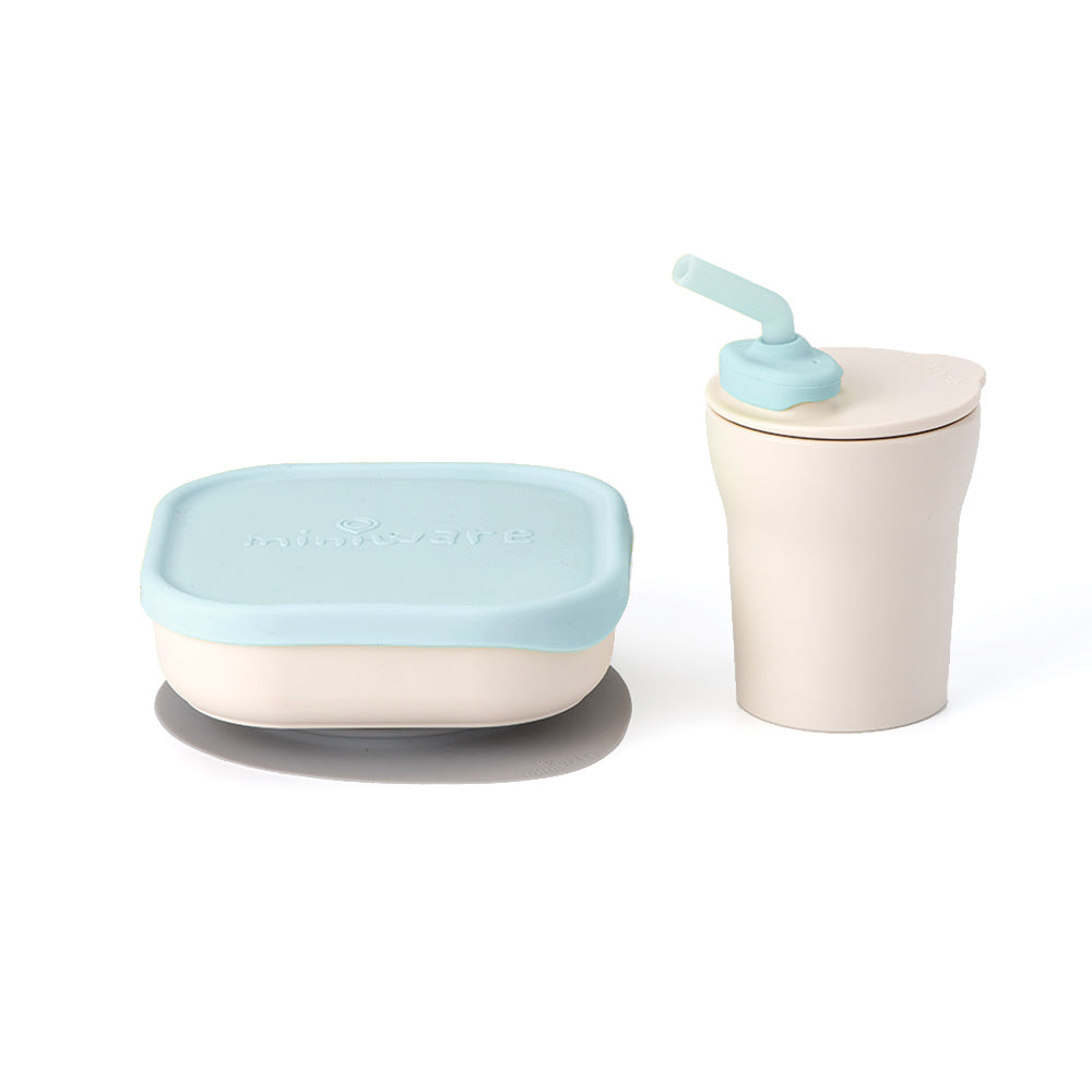 Sip & Snack: All Stages Cup and Bowl Set - Vanilla + Aqua by Miniware