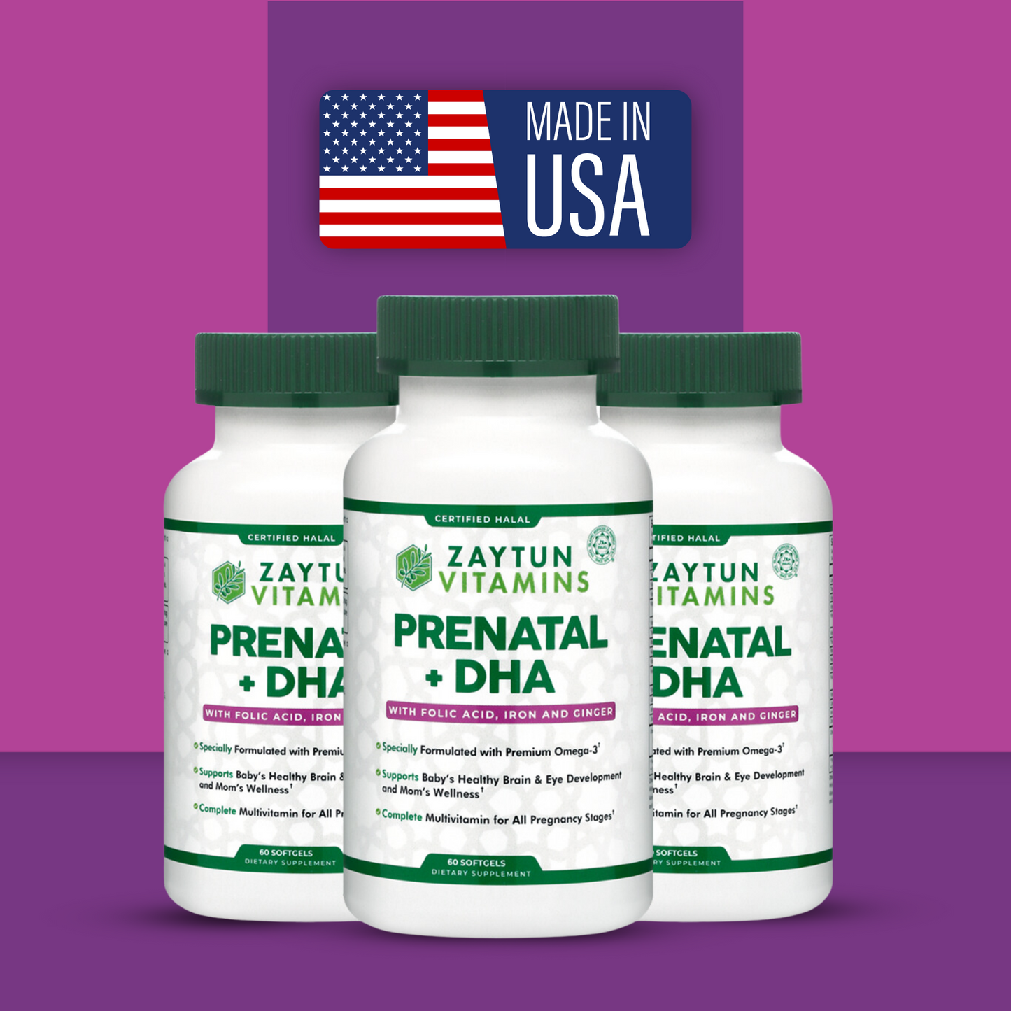 Halal Prenatal Vitamins + DHA & Ginger