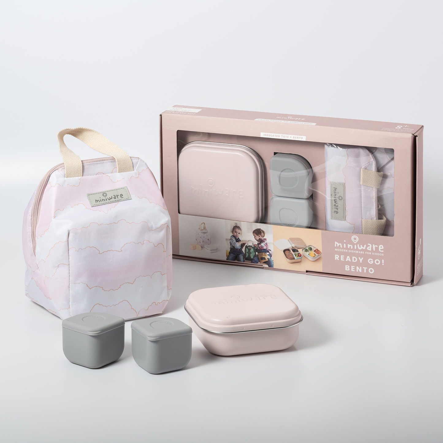 Ready Go! Bento Mealtote & GrowBento Set - Pink Cloud by Miniware