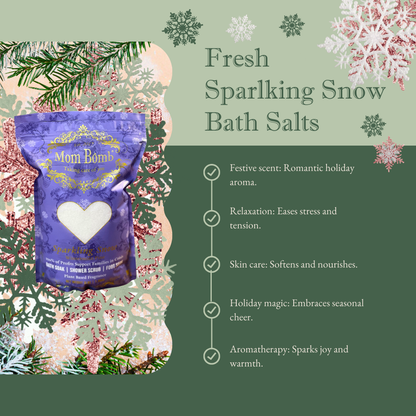 Mom Bomb Candy Cane & Sparkling Snow Bath Salts Shower Scrub and Foot Soak Two Pack – All-Natural, Vegan, Multi-Use for Winter Revitalization (3lbs each)