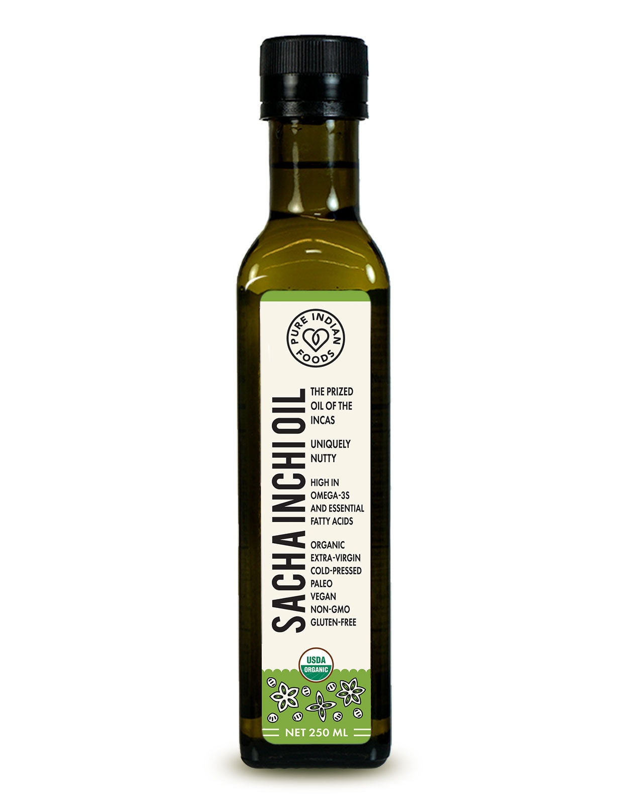 Sacha Inchi Oil, Cold Pressed, Virgin & Certified Organic - 250 mL