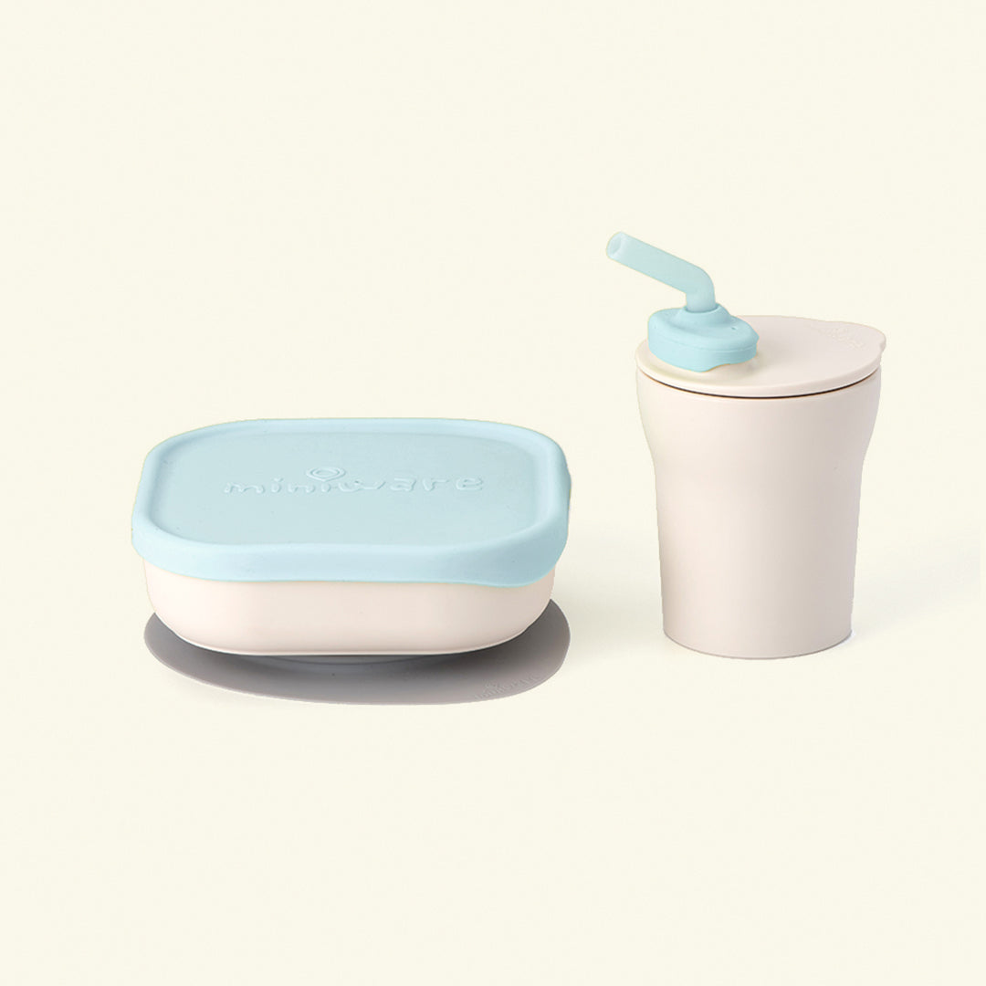 Sip & Snack: All Stages Cup and Bowl Set - Vanilla + Aqua by Miniware