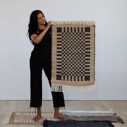 Check Jute Floor Mat by POKOLOKO