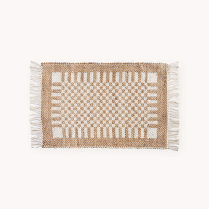 Check Jute Floor Mat by POKOLOKO