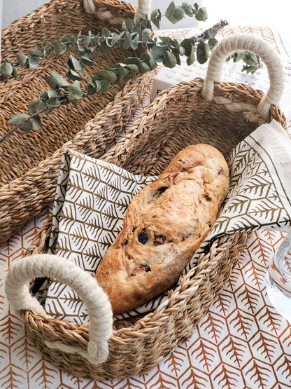 Savar Bread Basket with White Handle