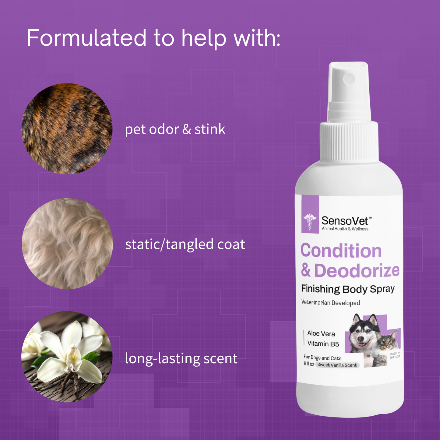 Condition & Deodorize Finishing Body Spray for Dogs & Cats in Sweet Vanilla - 8oz