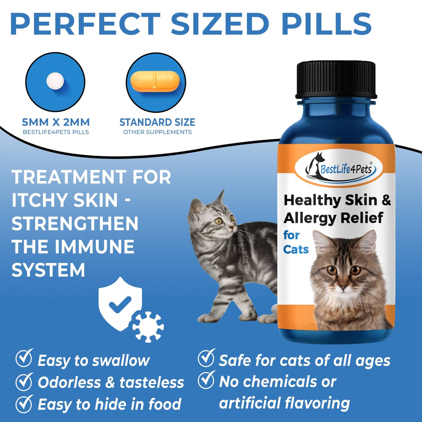 Healthy Skin for Cats - Cat Miliary Dermatitis, Skin Allergy & Cat Scabs Remedy by BestLife4Pets