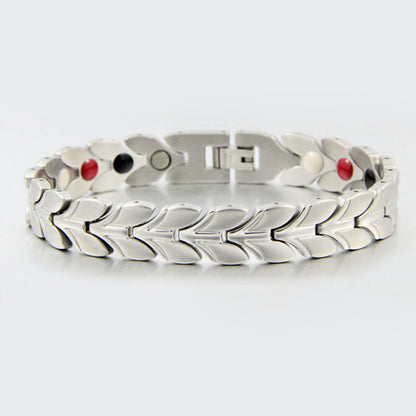 Stainless Steel Energy Bracelet 4-in-1. Silver Color. Model B039S