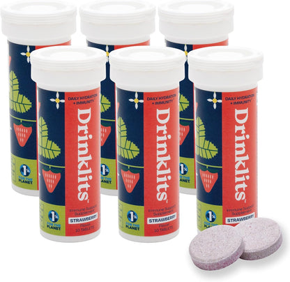 Strawberry Daily Immune Support Tablets (6) Tube Bundle by Drinklits