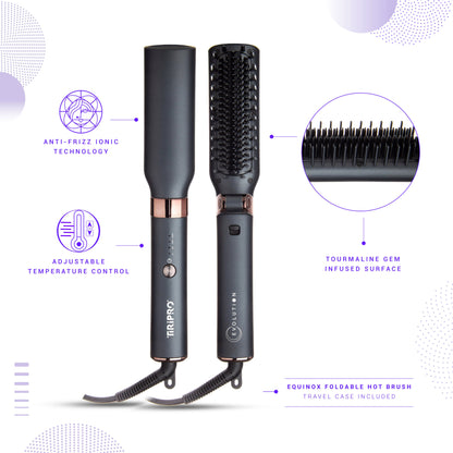 Equinox Foldable Hot Brush w/ Travel Case (Black Mirror)