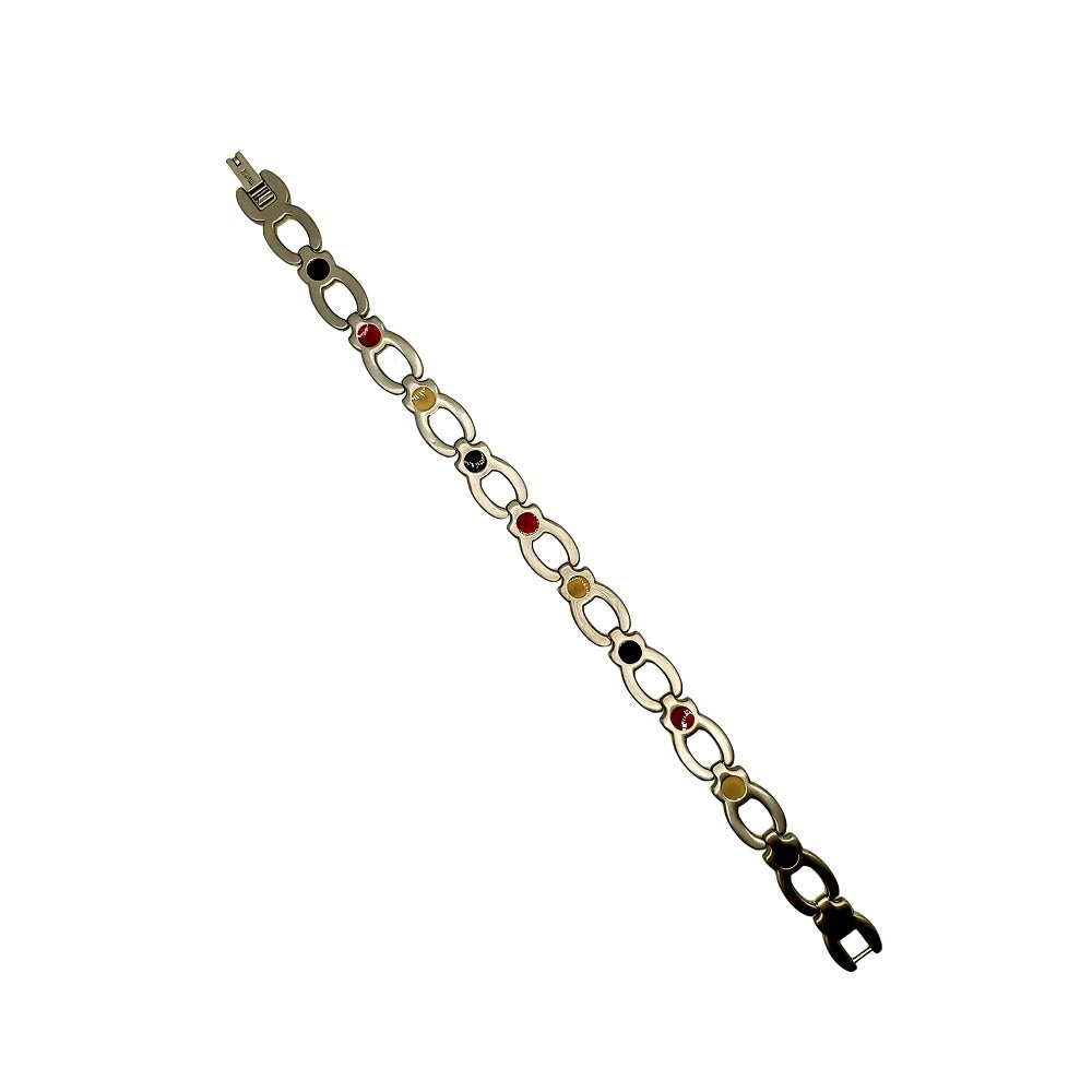 Titanium Energy Bracelet 3-in-1. Silver/Gold Color with Crystals. Model BR-T-168