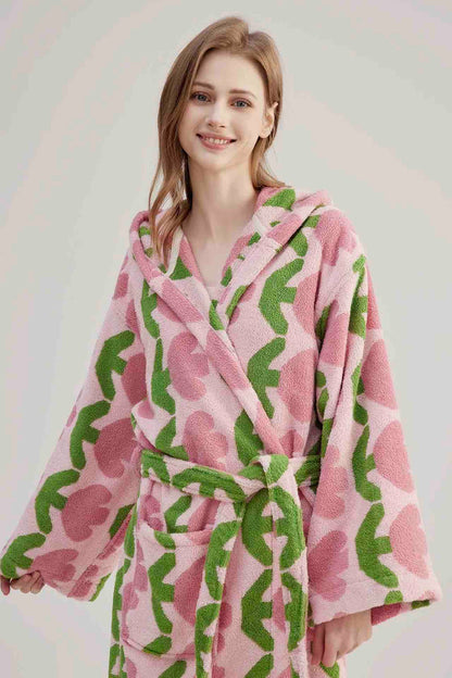 Whimsical Tulip Hooded Bath Robe - 100% Organic Long-stapled Cotton