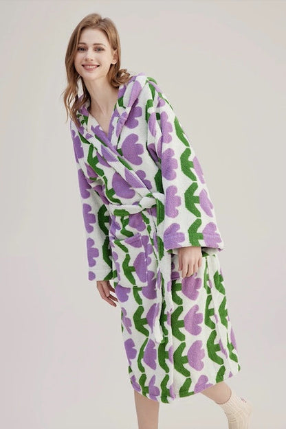 Whimsical Tulip Hooded Bath Robe - 100% Organic Long-stapled Cotton