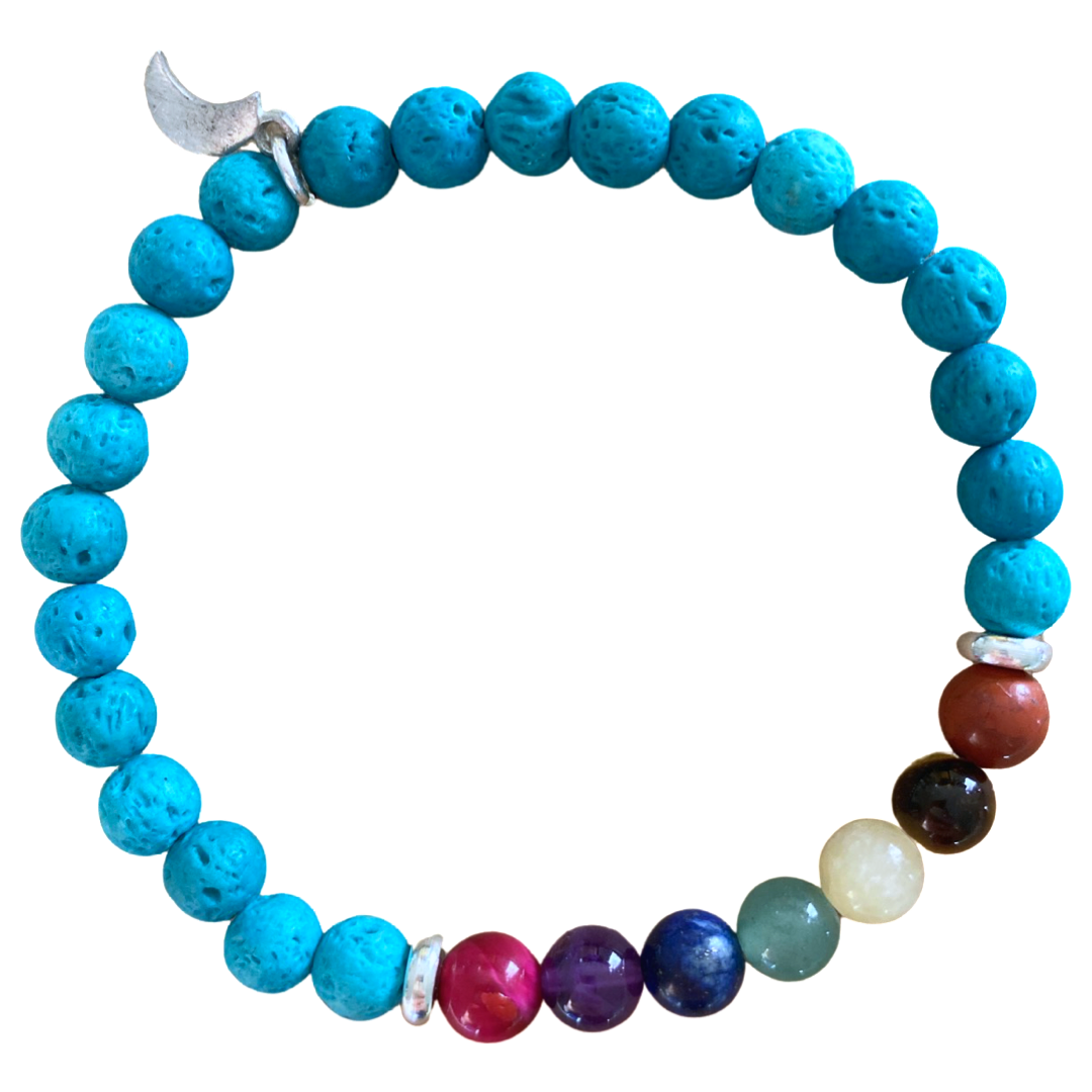 Turquoise Lava Rock Chakra Bracelet by The Urban Charm