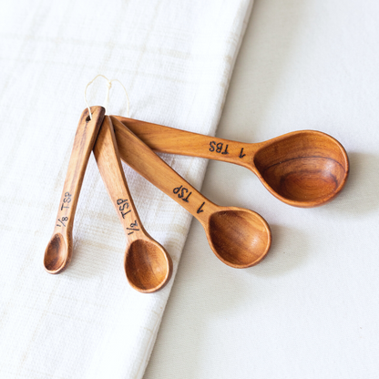 Hand Carved Wood Measuring Spoon Set by Upavim Crafts