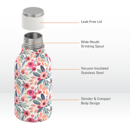 Urban Insulated and Double Walled Stainless Steel Bottle 16 Ounce by Asobu (Floral) by ASOBU®