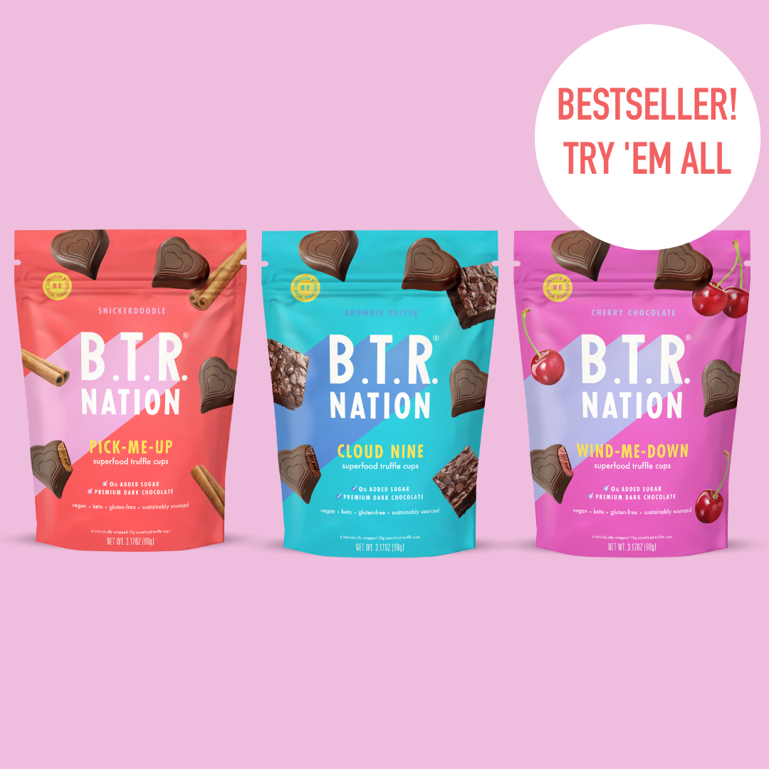 BESTSELLER PACK: Dark Chocolate Superfood Truffle Cup (18 cups) by B.T.R. Bar