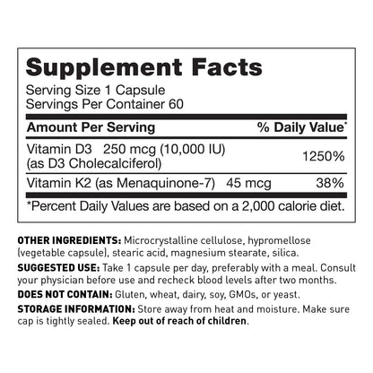 Vitamin D3/K2 10,000 IU Capsules by Amy Myers MD