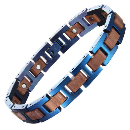 Wood and Stainless Steel Magnetic Bracelet. 3 Colors available. Model WB009