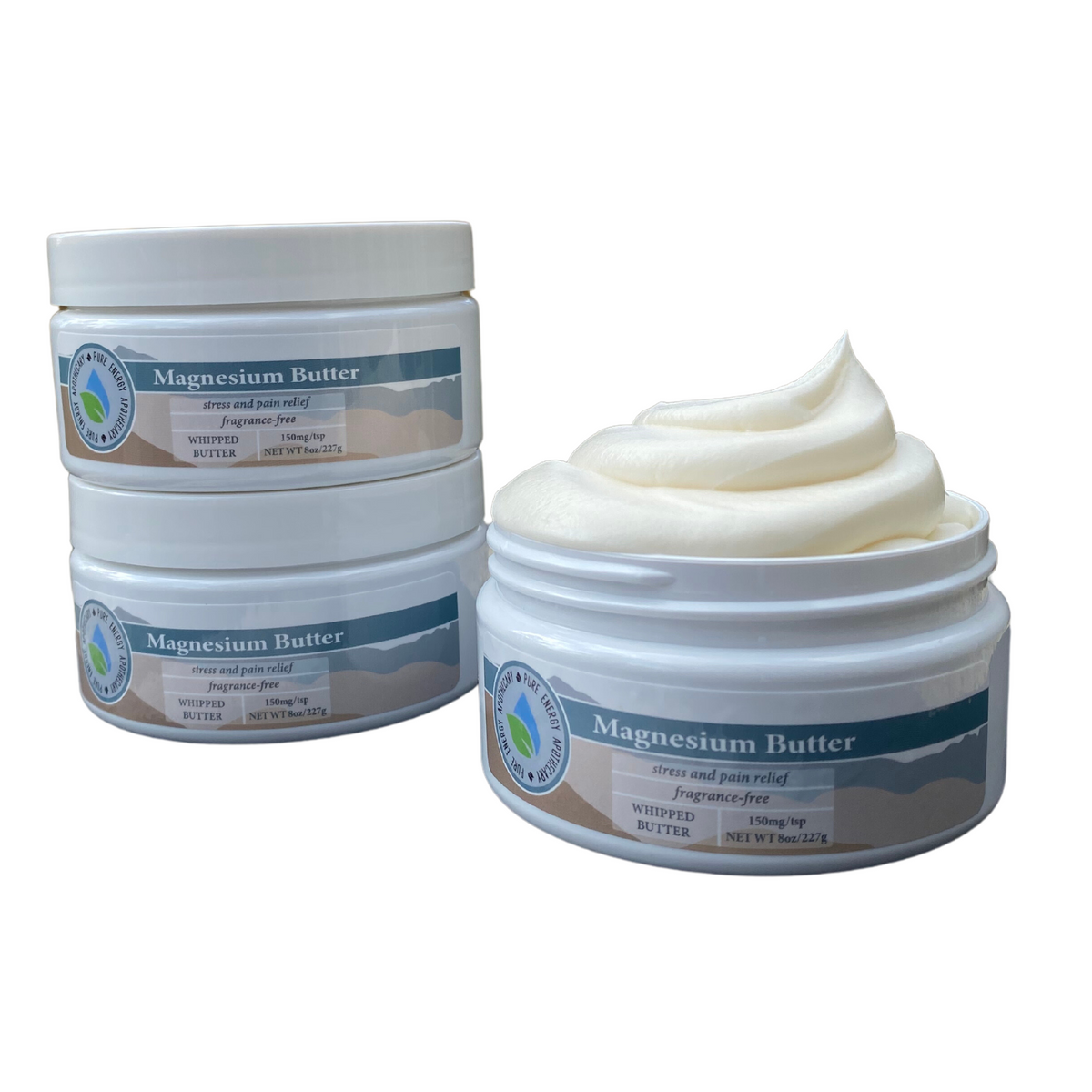 Magnesium Whipped Butter 8oz (Pure & Natural, Unscented) by Pure Energy Apothecary