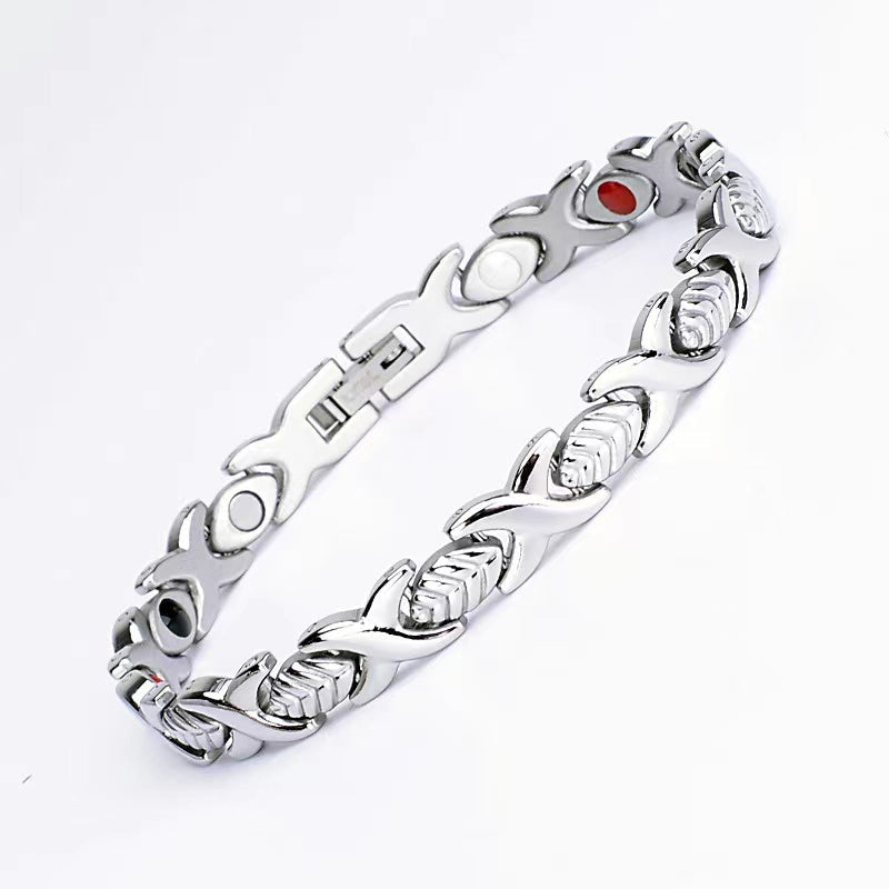 Stainless Steel Energy Bracelet 4-in-1. Silver color. Model BR-S-273