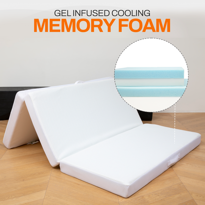 Cheer Collection Tri-Fold Memory Foam Mattress - 4" Thick Gel Infused Foam Folding Bed for Guests