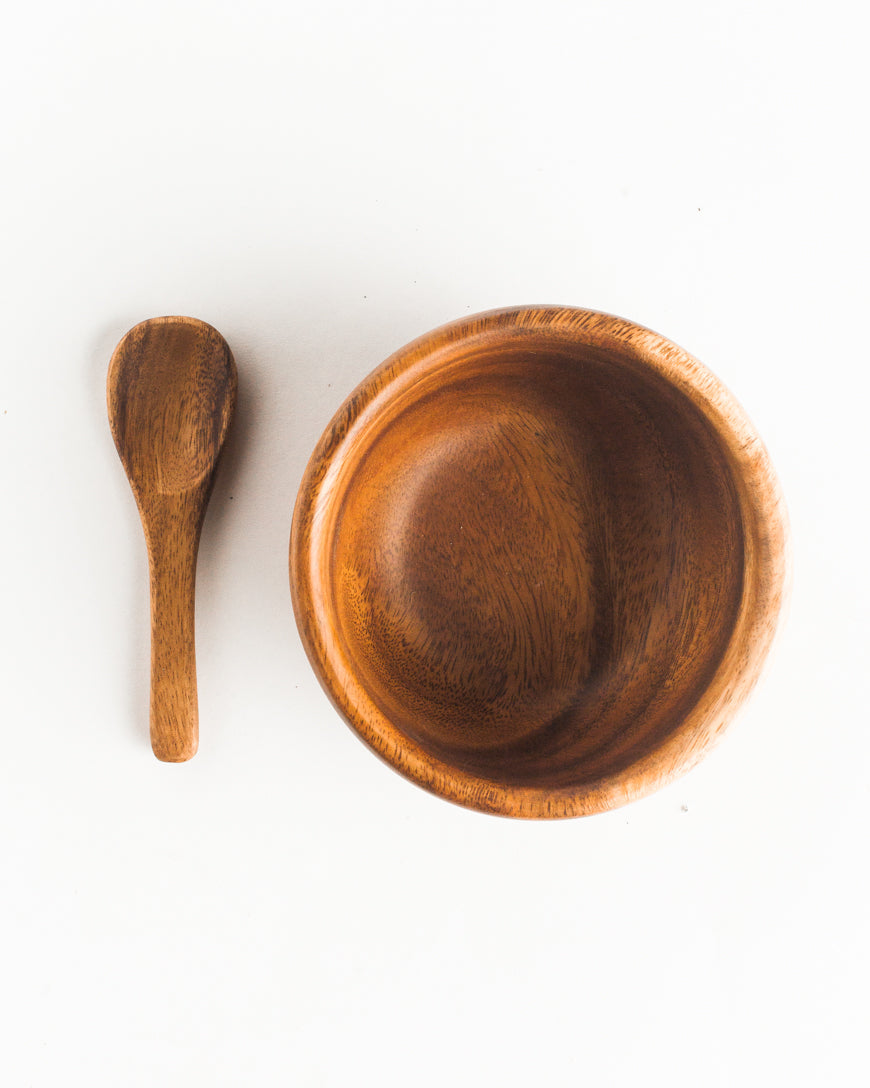 6" Acacia Wood Smoothie Bowl + Spoon by Creative Women