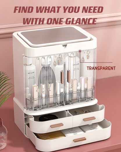 All-in-one Organizer with Led Mirror for Makeup Skincare & Accessories