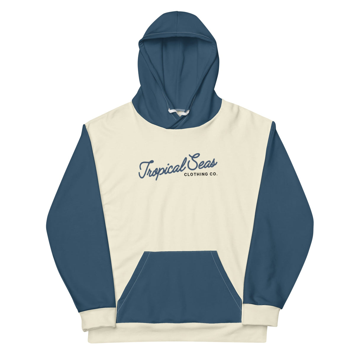 Navy & Off White Two-Toned Tropical Seas Hoodie