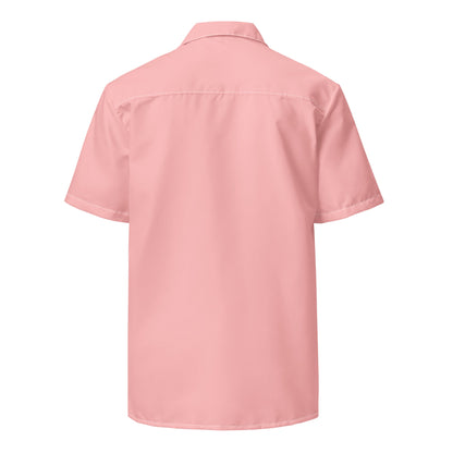 Elegant Coral Pink Camp Shirt | Recycled Polyester | Solid Button-Down | Gift for Him, Beach Lovers | Removes 2 Pounds Ocean Plastic