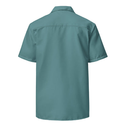 Stylish Ocean Green Camp Shirt | Recycled Polyester, 2 lbs Ocean Plastic Removal, Perfect for Men, Travelers, and Beach Lovers