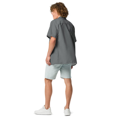 Stylish Recycled Polyester Camp Shirt in Shadow Grey | Eco-Friendly, Gift for Him, Resort Wear, Removes 2 lbs of Ocean Plastic