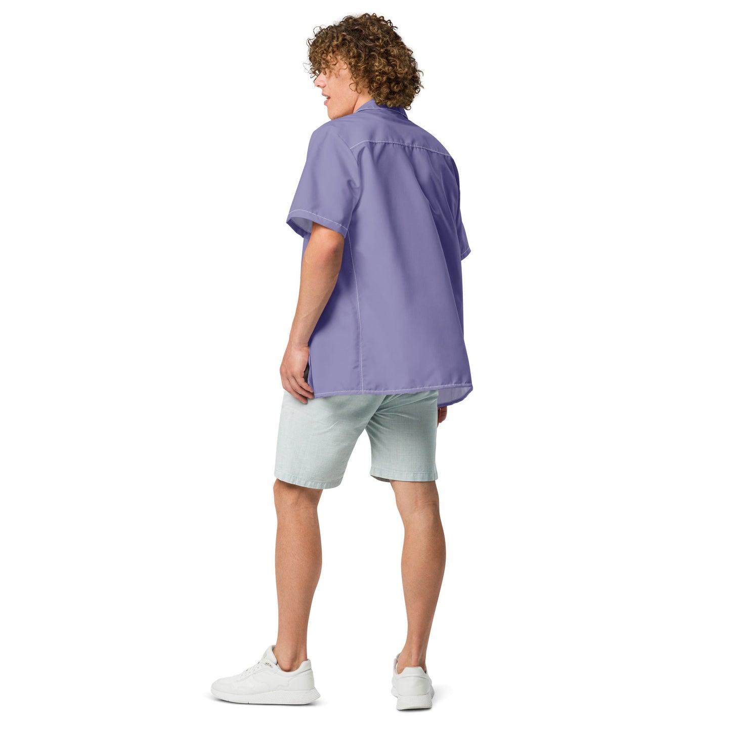 Stylish Solid Urchin Purple Camp Shirt - Recycled Polyester, Pulls 2 Pounds of Ocean Plastic, Ideal for Men, Travelers, Beach Lovers