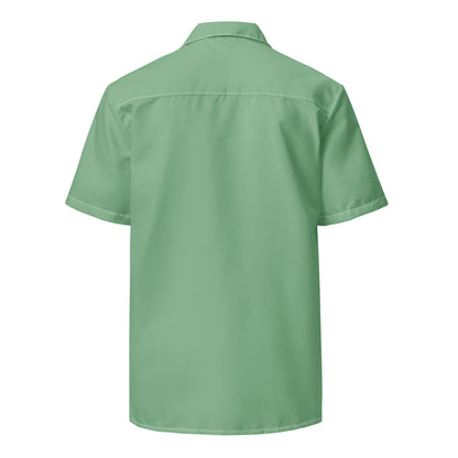 Stylish Solid Palm Green Camp Shirt - Recycled Polyester, Pulls 2 Pounds of Ocean Plastic, Ideal for Men, Travelers, Beach Lovers