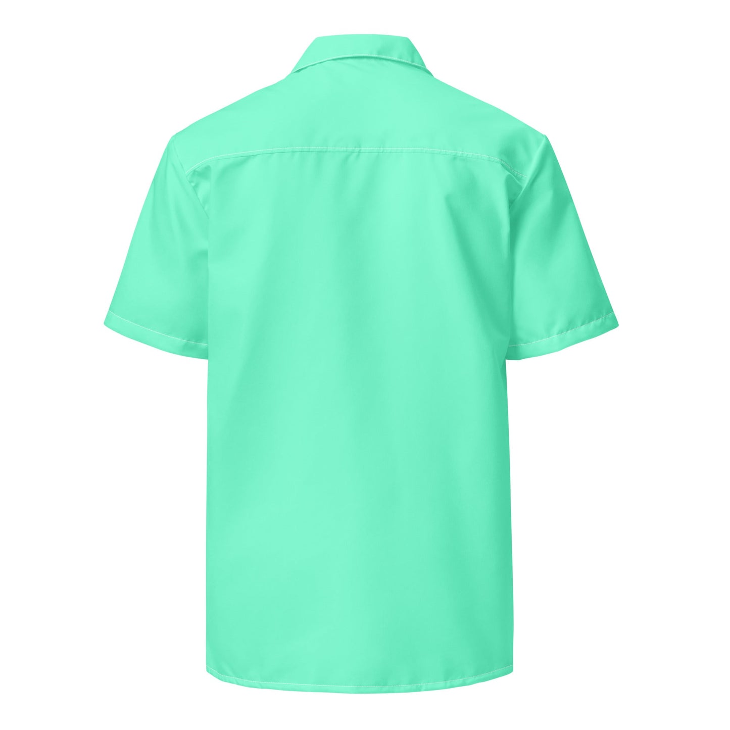 Stylish Aqua Sky Camp Shirt | Recycled Polyester, Solid Button-Down, Gift for Him | Pulls 2 Pounds of Ocean Plastic