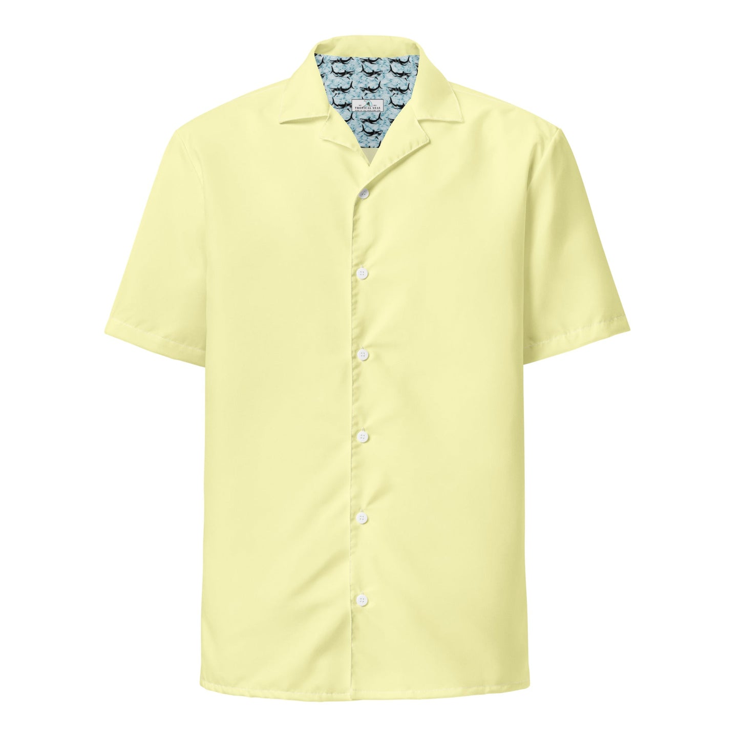 Stylish Solid Butter Yellow Camp Shirt - Recycled Polyester, Pulls 2 Pounds of Ocean Plastic, Ideal for Men, Travelers, Beach Lovers