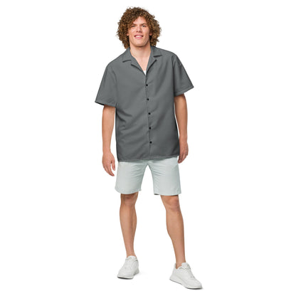 Stylish Recycled Polyester Camp Shirt in Shadow Grey | Eco-Friendly, Gift for Him, Resort Wear, Removes 2 lbs of Ocean Plastic