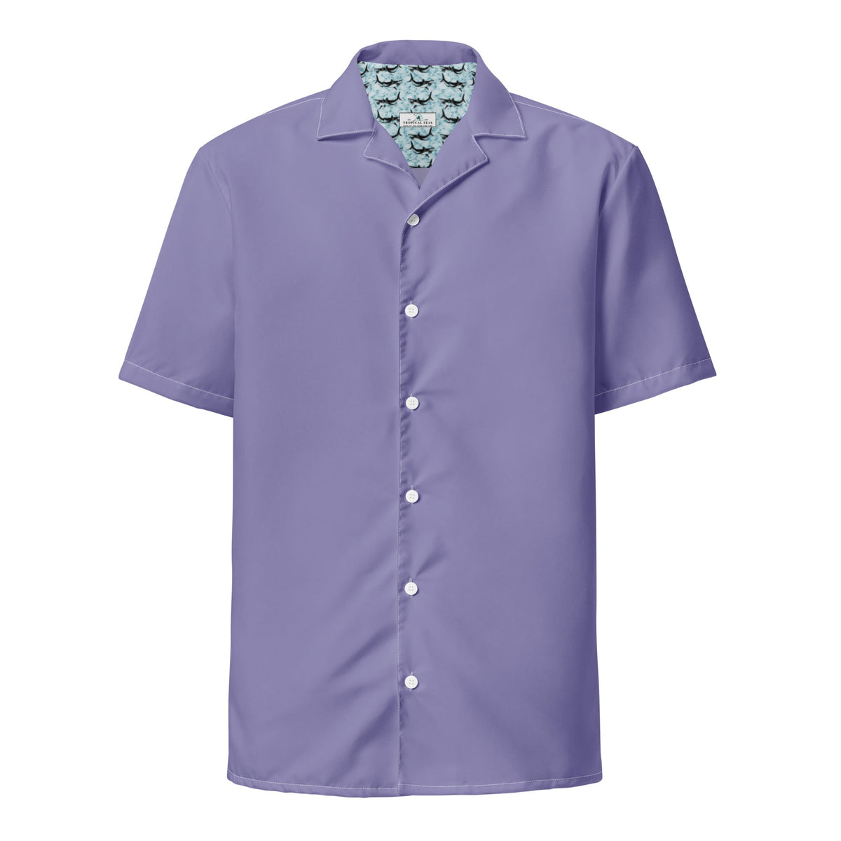 Stylish Solid Urchin Purple Camp Shirt - Recycled Polyester, Pulls 2 Pounds of Ocean Plastic, Ideal for Men, Travelers, Beach Lovers