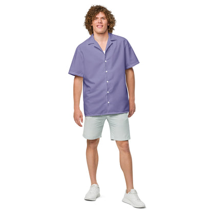 Stylish Solid Urchin Purple Camp Shirt - Recycled Polyester, Pulls 2 Pounds of Ocean Plastic, Ideal for Men, Travelers, Beach Lovers